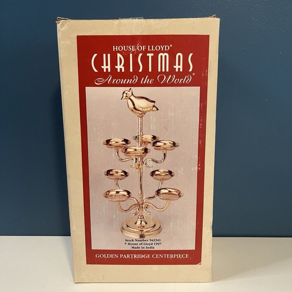 House Of Lloyd Christmas Golden Partridge Centerpiece Brass 1997 NIB